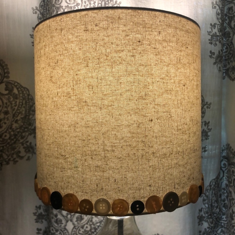 Vintage button trimmed lamp shade 9x9.5
